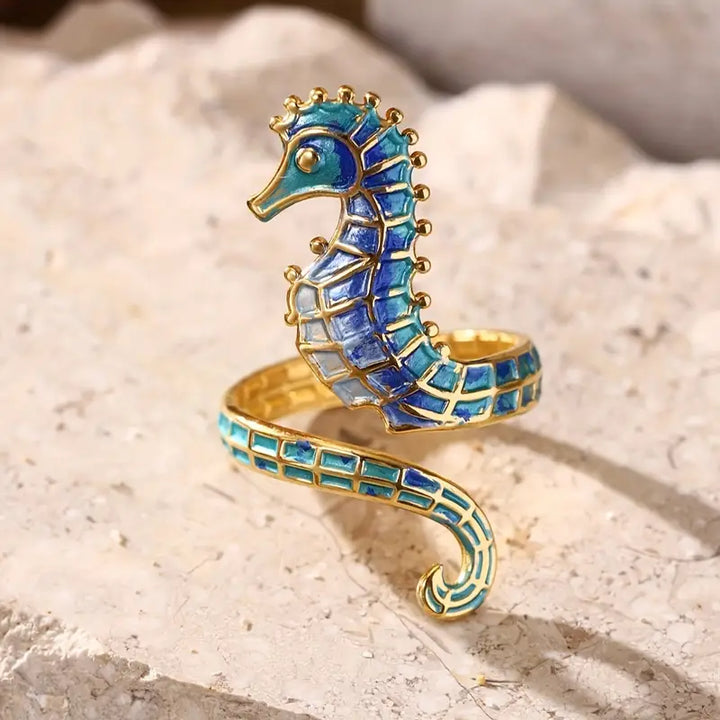 Iridescent Seahorse Wrap Ring