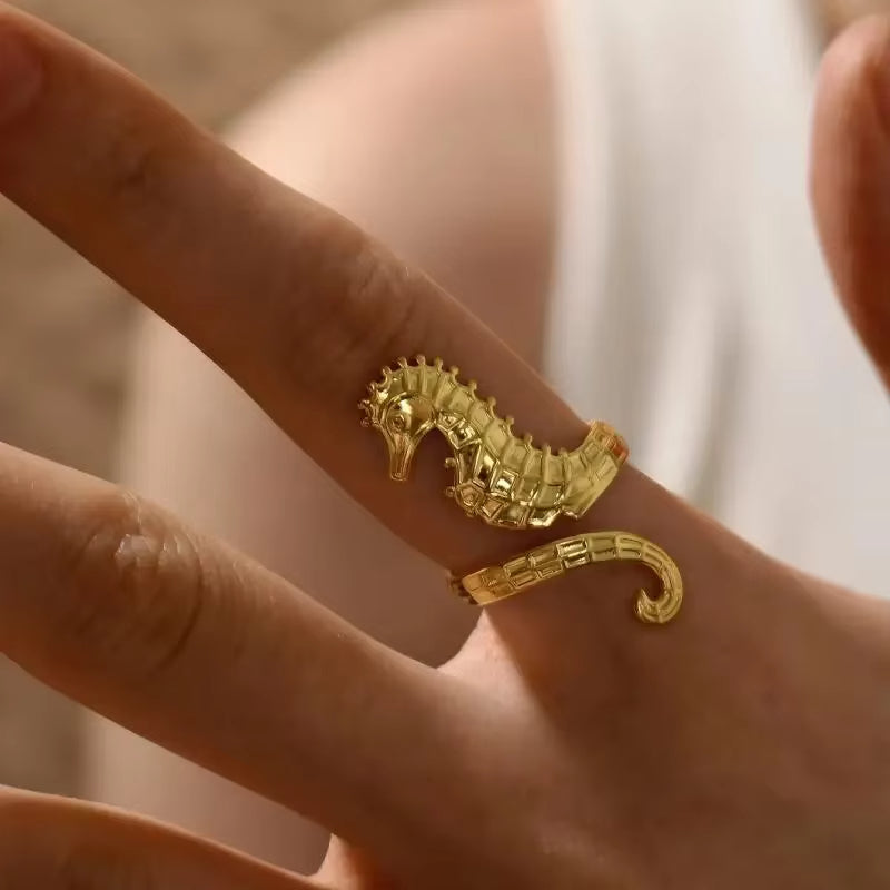 Iridescent Seahorse Wrap Ring