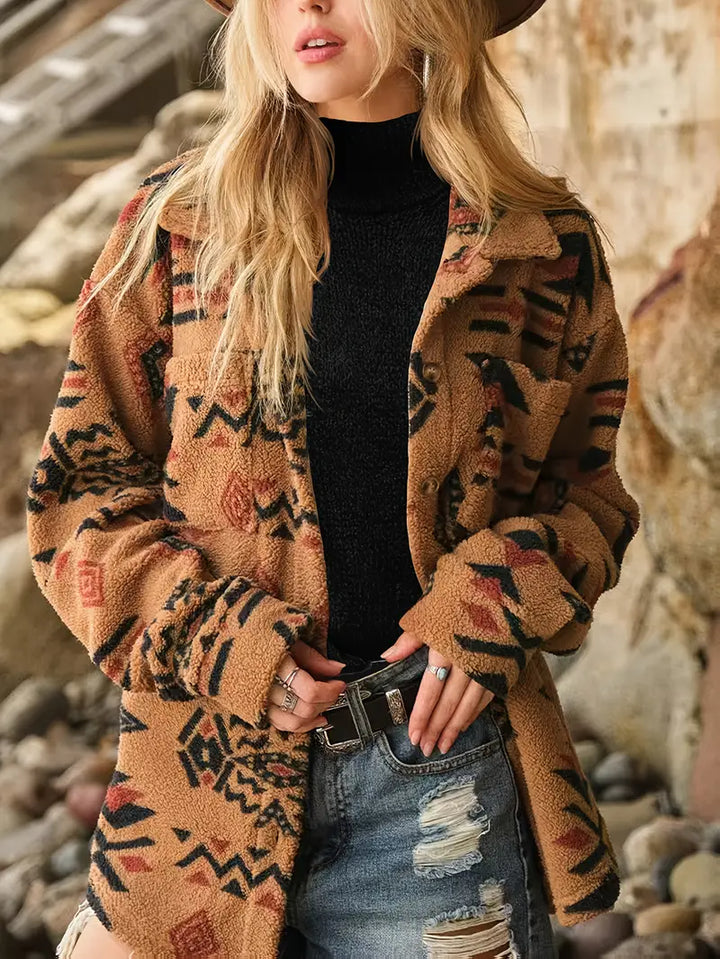 Navajo Hooded Fleece Coat