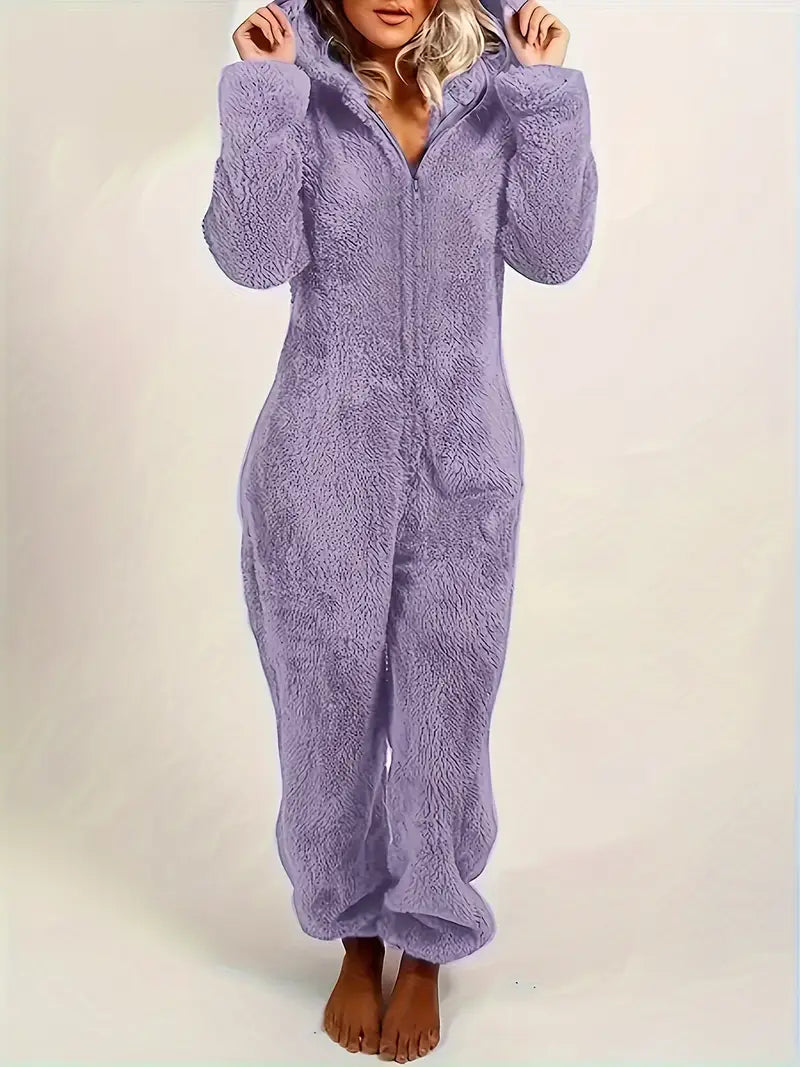 Teddy Sherpa Hooded Jumpsuit