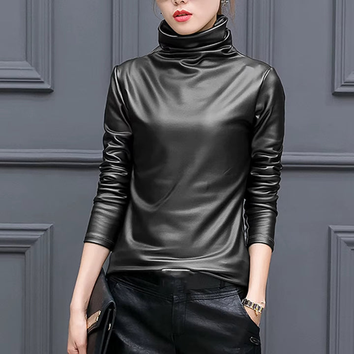 Midnight Faux Leather High-Neck