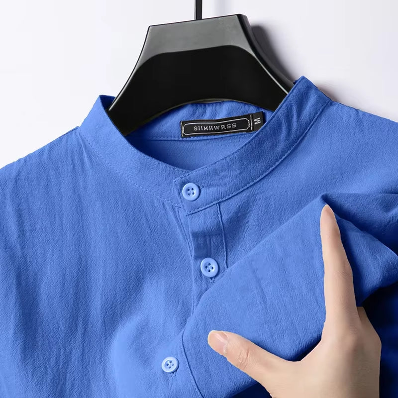 Castell Linen Mandarin Shirt