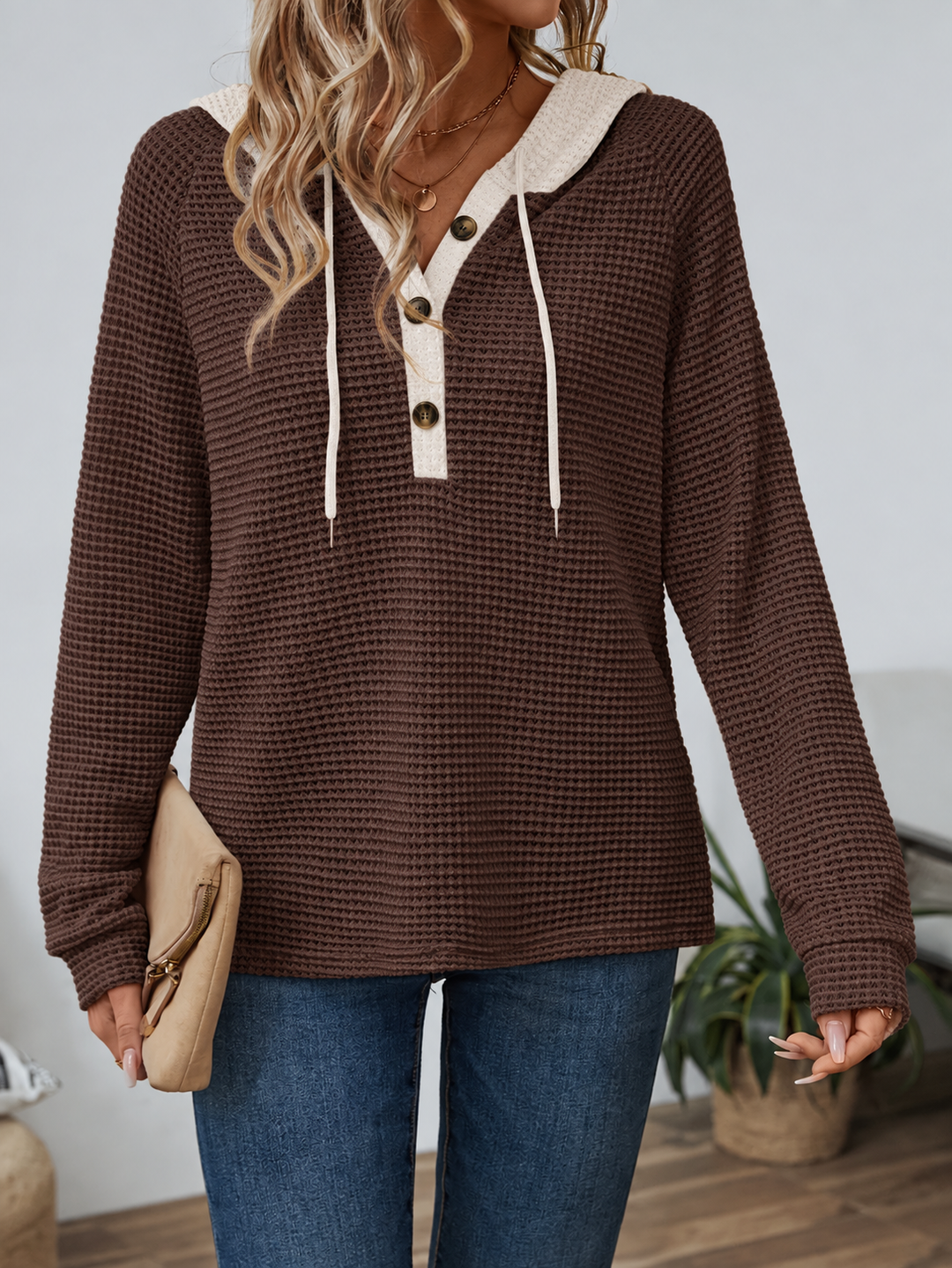 Henley Waffle Hoodie
