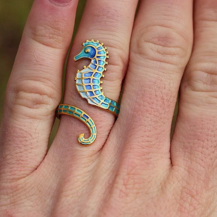 Iridescent Seahorse Wrap Ring
