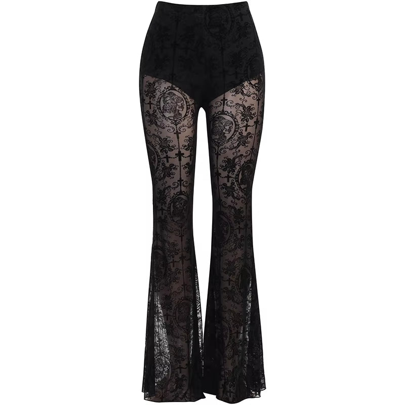 Lace-Trim Flared Pant