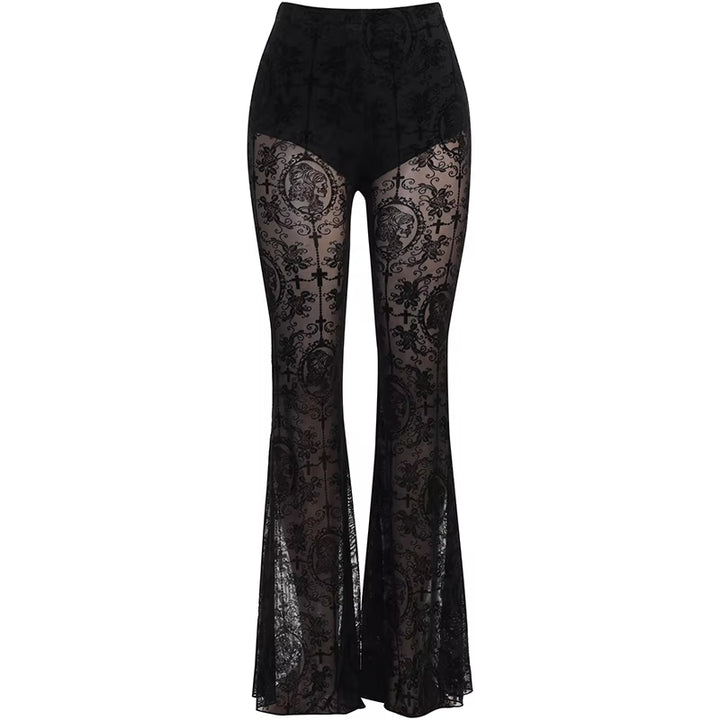 Lace-Trim Flared Pant