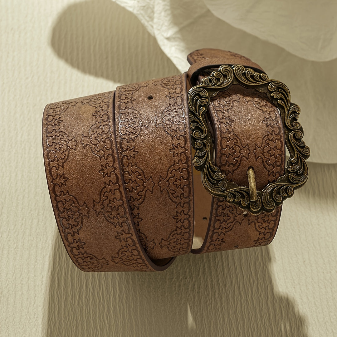 Baroque Buckle Embossed Belt