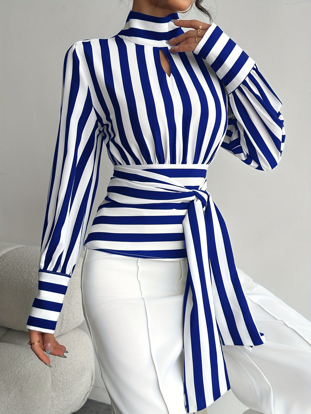 Empress Stripe Wrap Blouse