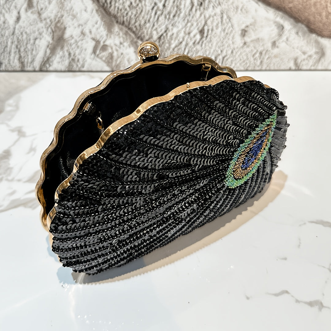 Peacock Sequin Clutch Bag