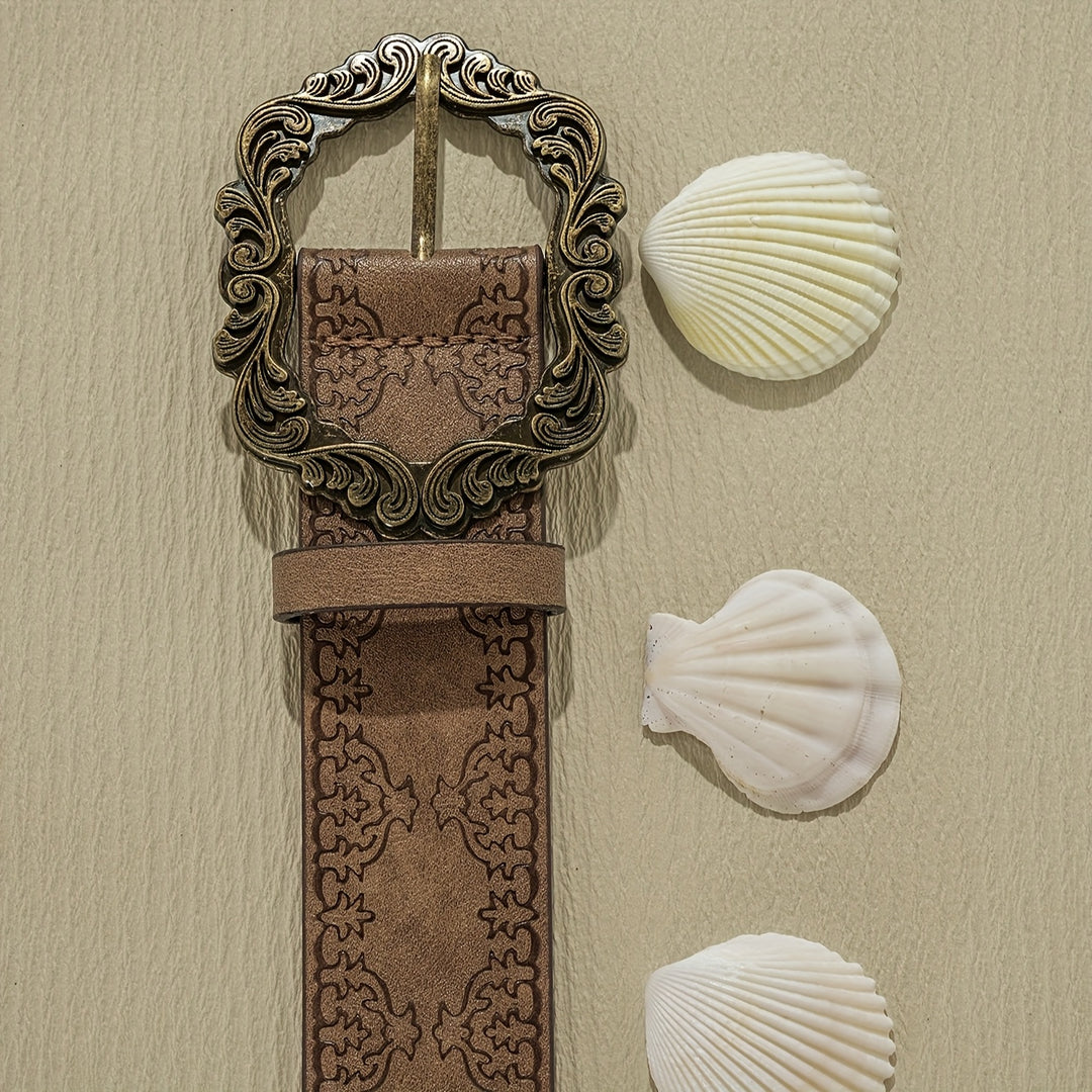 Baroque Buckle Embossed Belt
