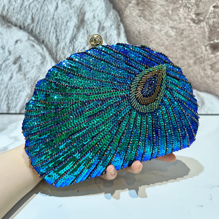 Peacock Sequin Clutch Bag