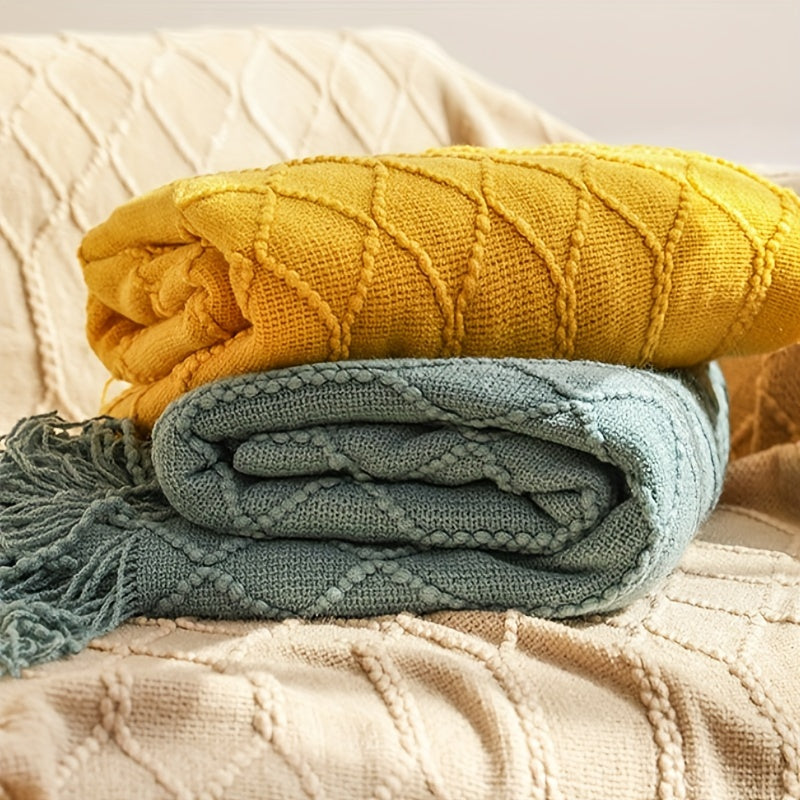 Eden Diamond Fringe Throw Blanket