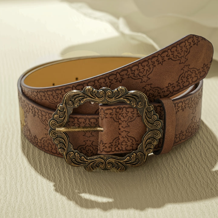 Baroque Buckle Embossed Belt