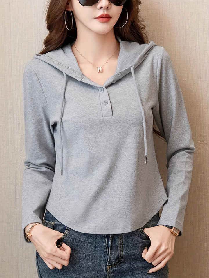Cassia Henley Hoodie Top
