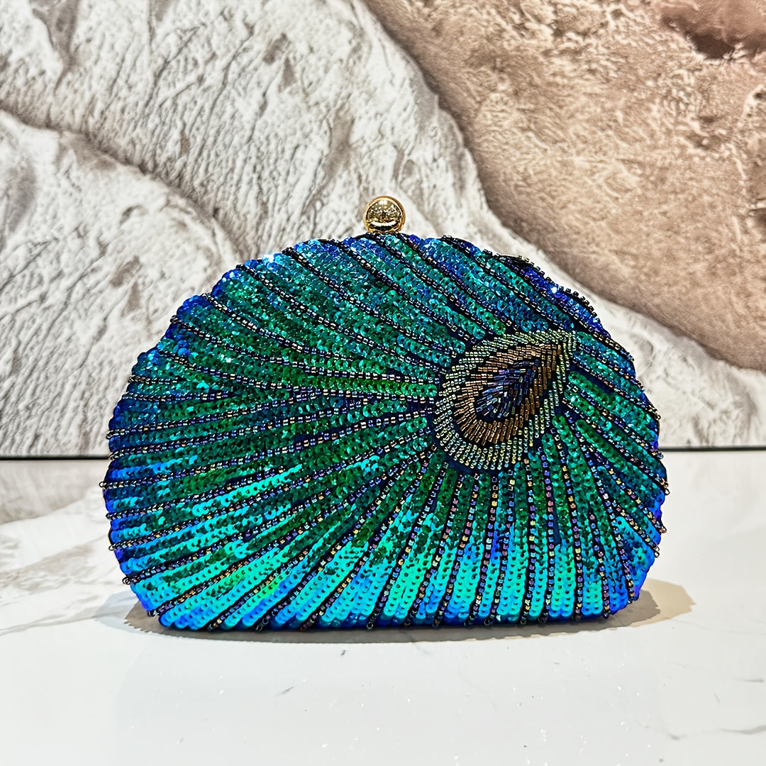 Peacock Sequin Clutch Bag