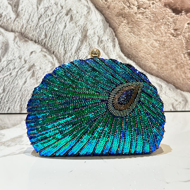 Peacock Sequin Clutch Bag