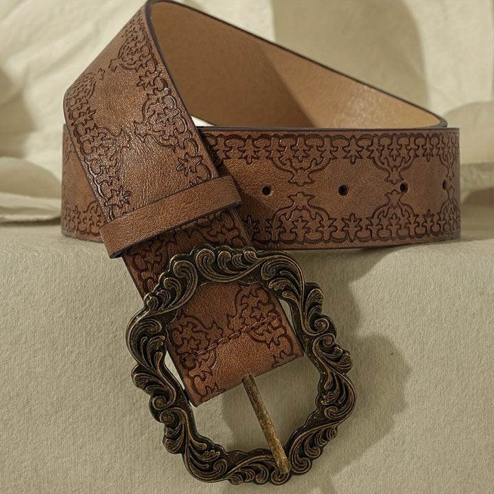 Baroque Buckle Embossed Belt