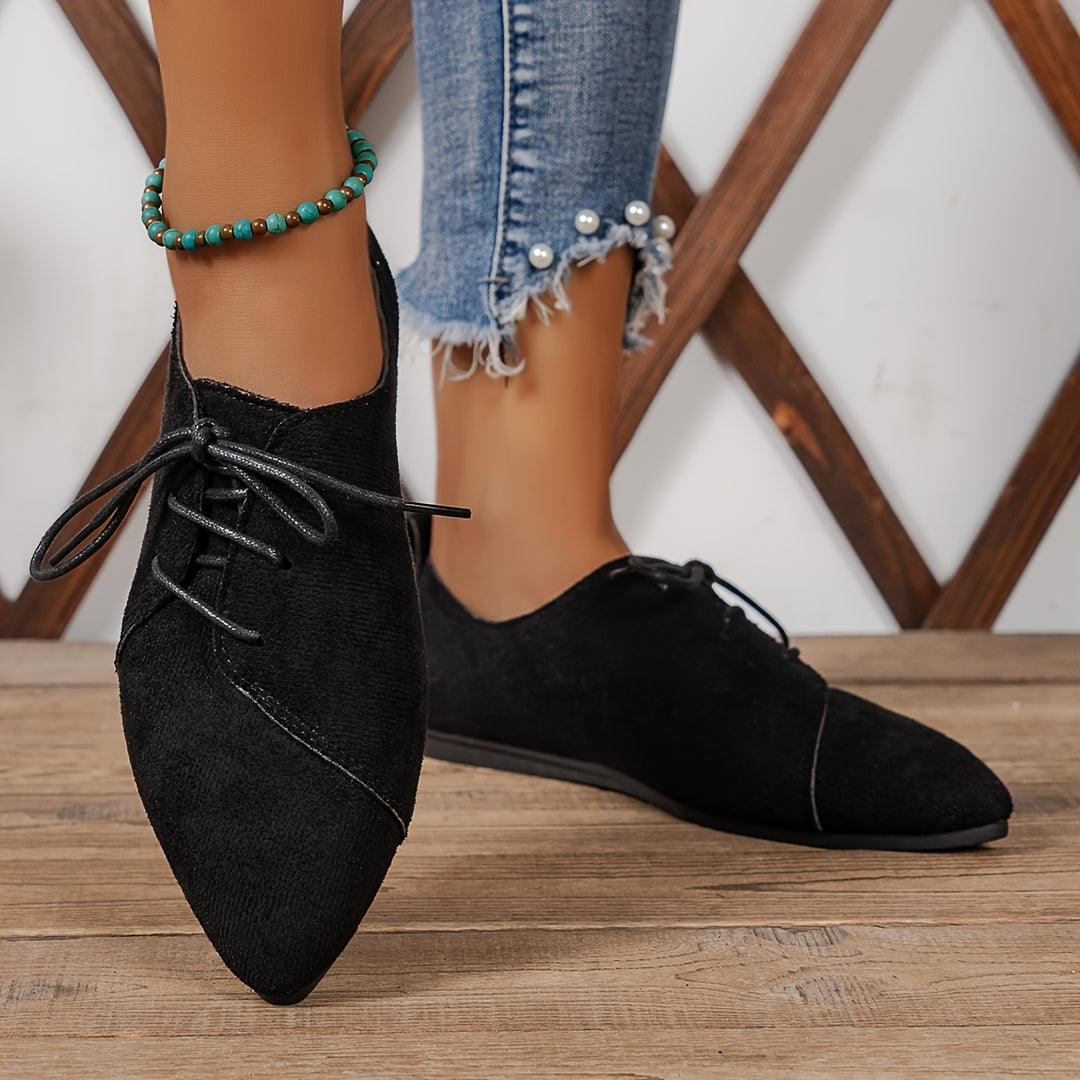 Zariah Suede Lace-Up Flats