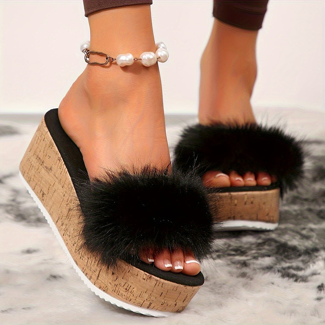Maison Fuzzy Wedge Sandal