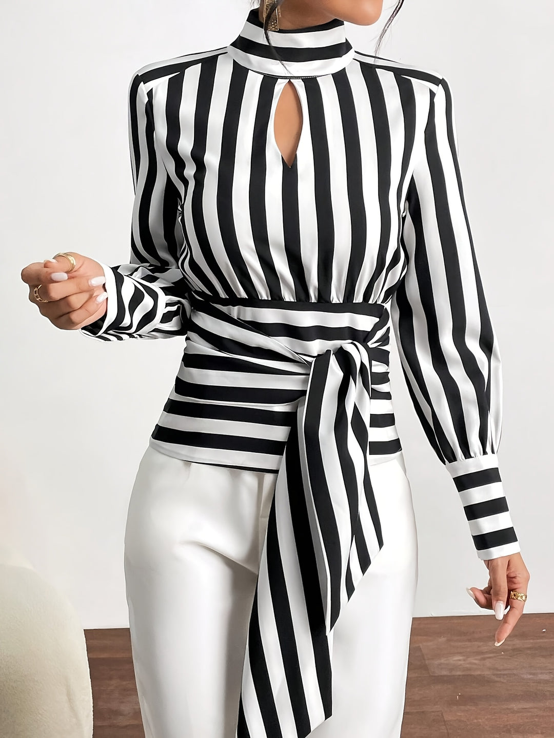 Empress Stripe Wrap Blouse