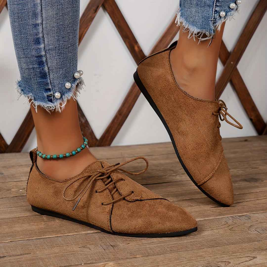 Zariah Suede Lace-Up Flats