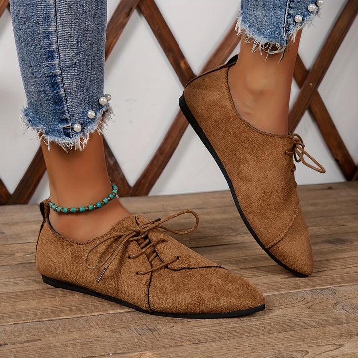 Zariah Suede Lace-Up Flats