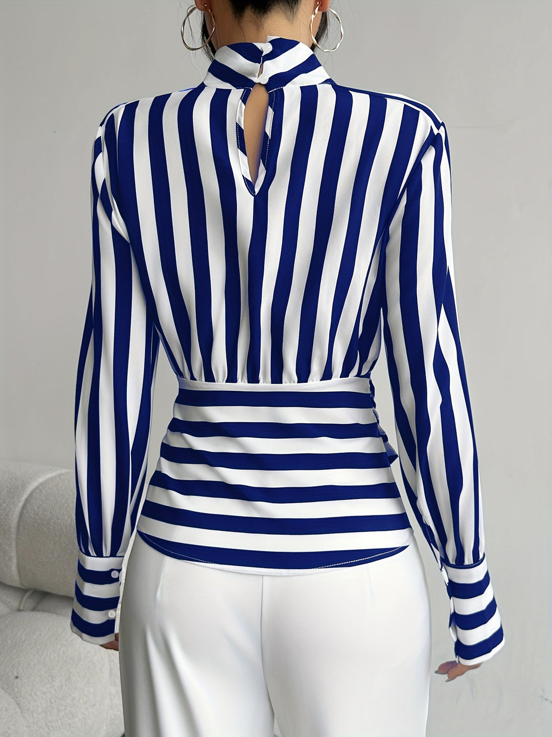 Empress Stripe Wrap Blouse