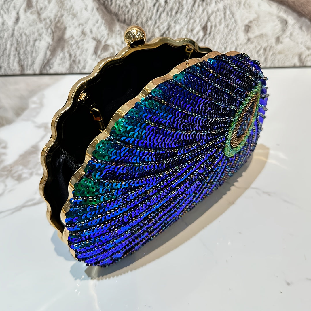 Peacock Sequin Clutch Bag