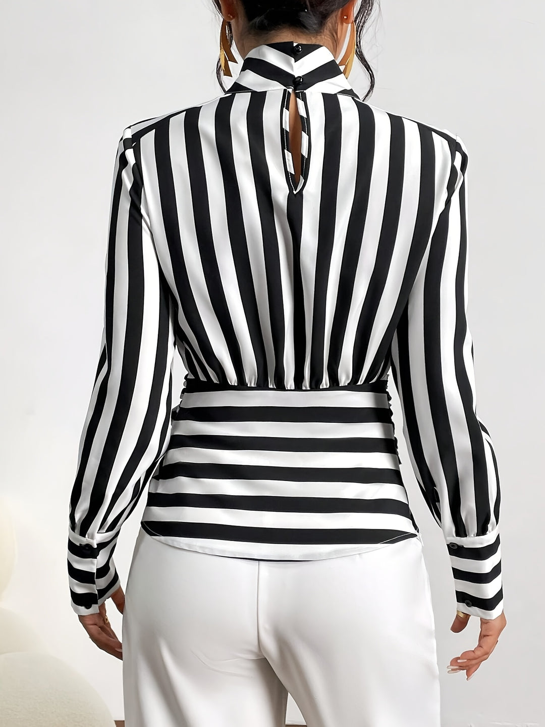 Empress Stripe Wrap Blouse
