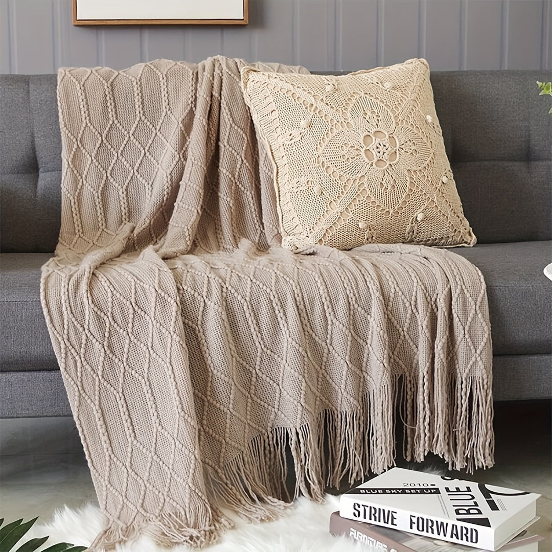 Eden Diamond Fringe Throw Blanket