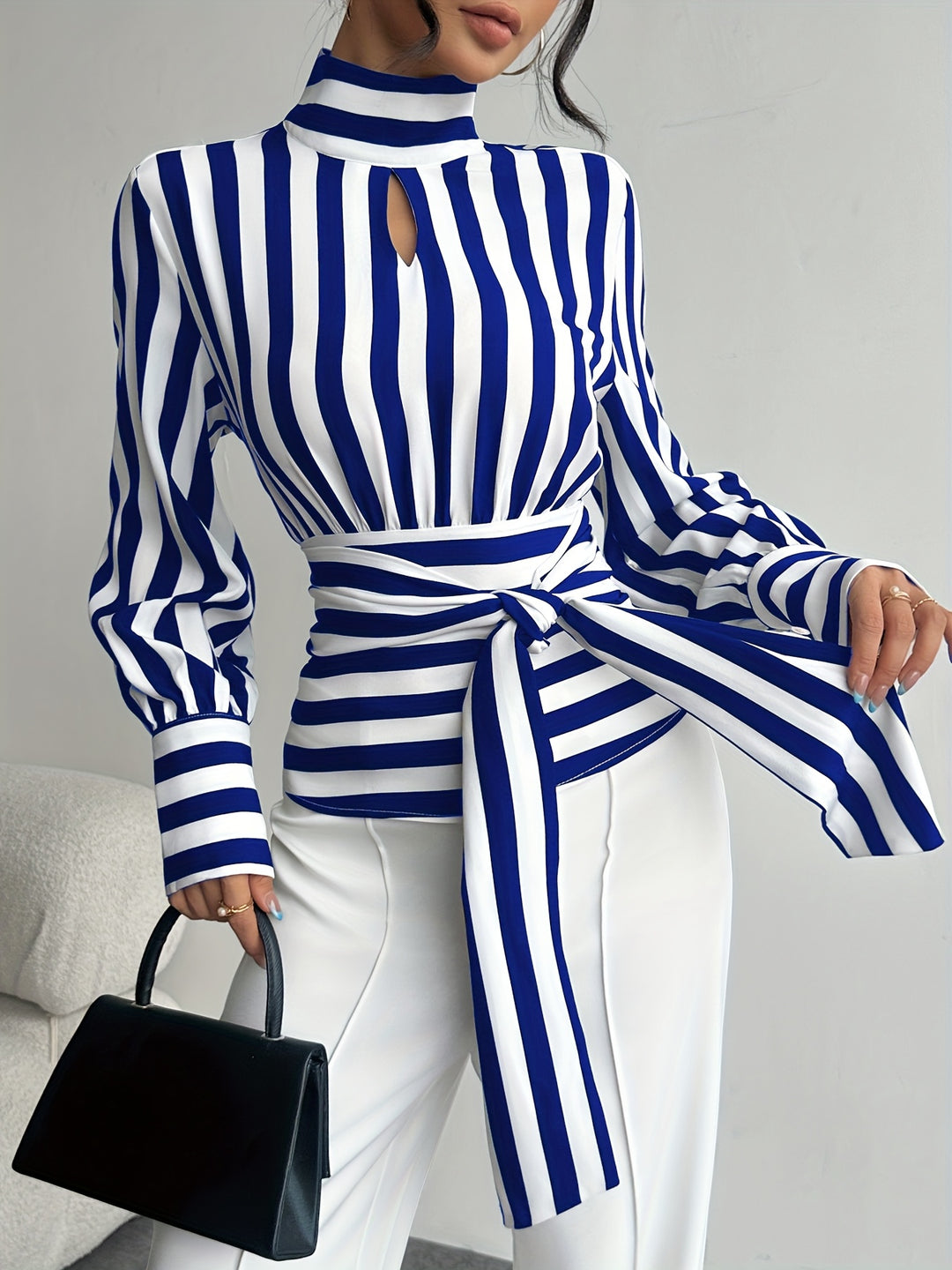 Empress Stripe Wrap Blouse