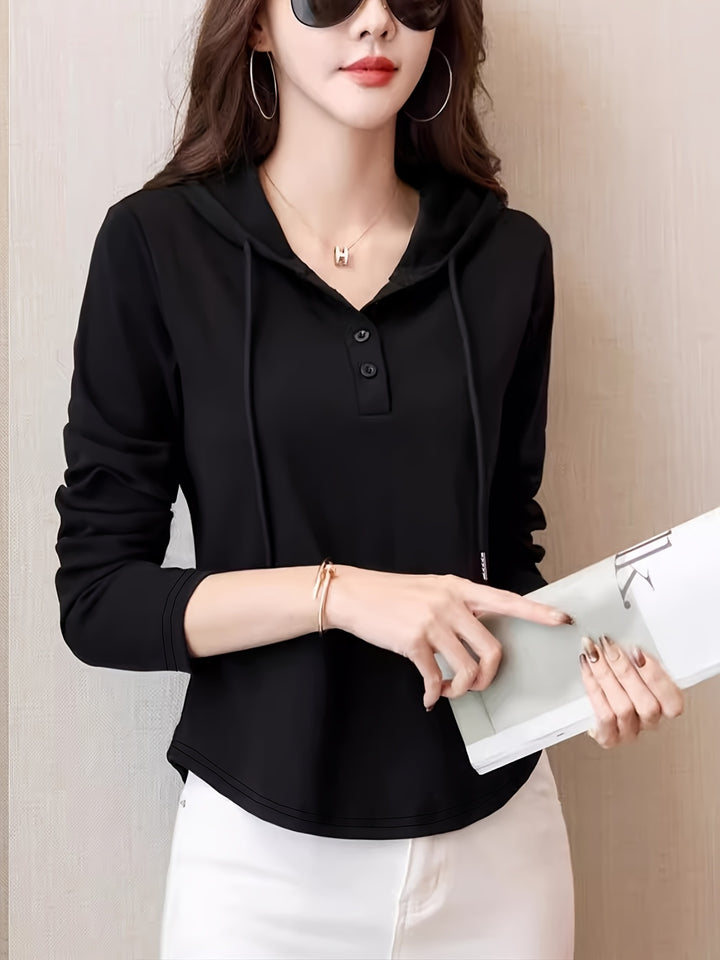 Cassia Henley Hoodie Top