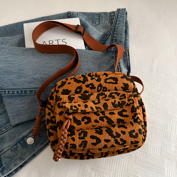 Cheetah Corduroy Crossbody Bag