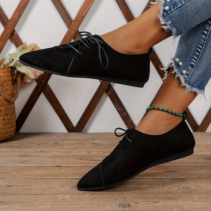 Zariah Suede Lace-Up Flats