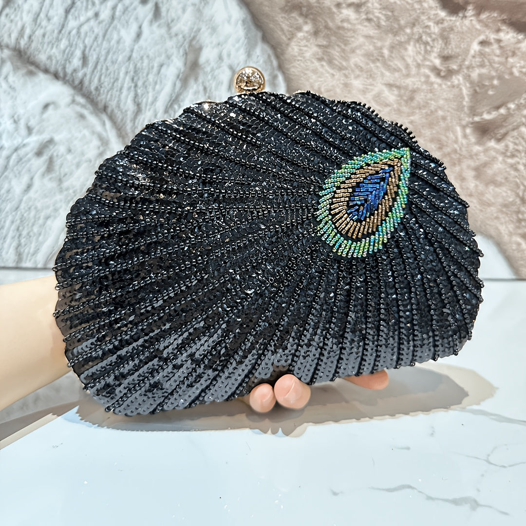 Peacock Sequin Clutch Bag