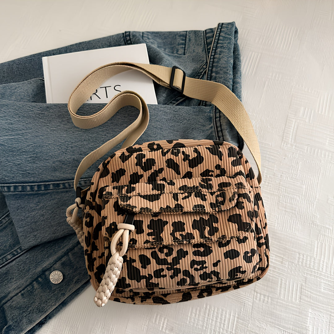 Cheetah Corduroy Crossbody Bag