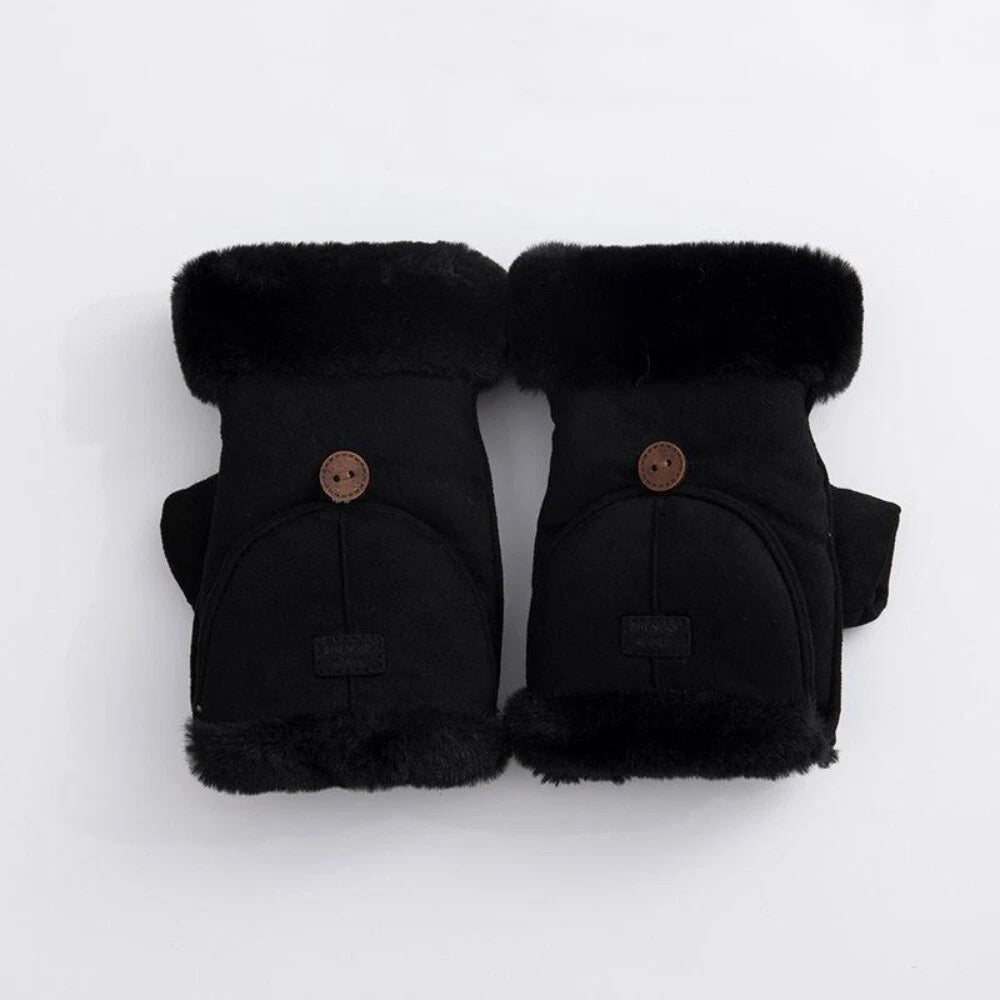 Vail Suede Flip-Top Mittens