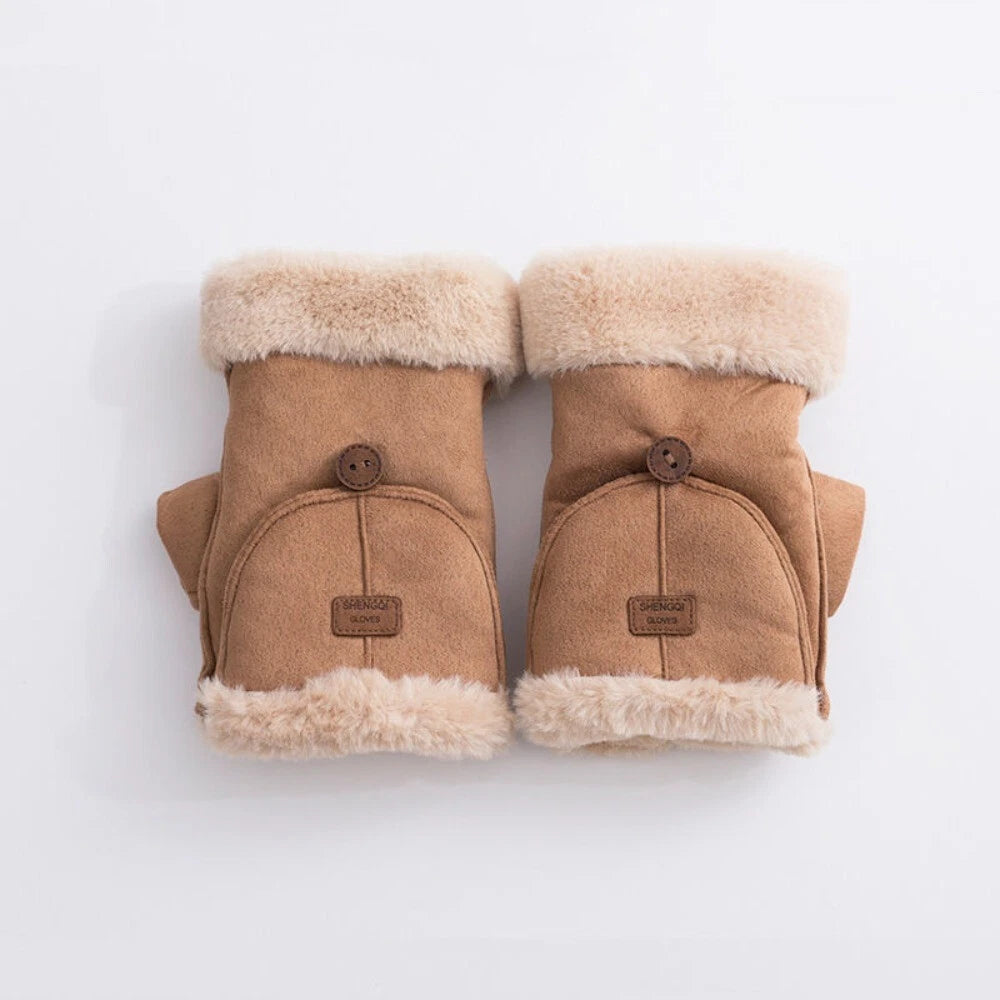 Vail Suede Flip-Top Mittens