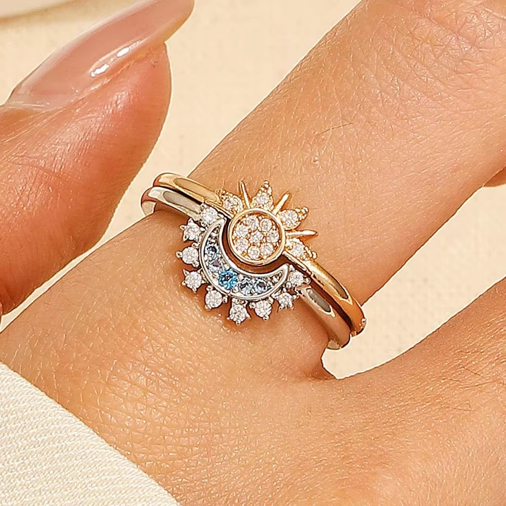 Celestial Harmony Sun & Moon Ring Set