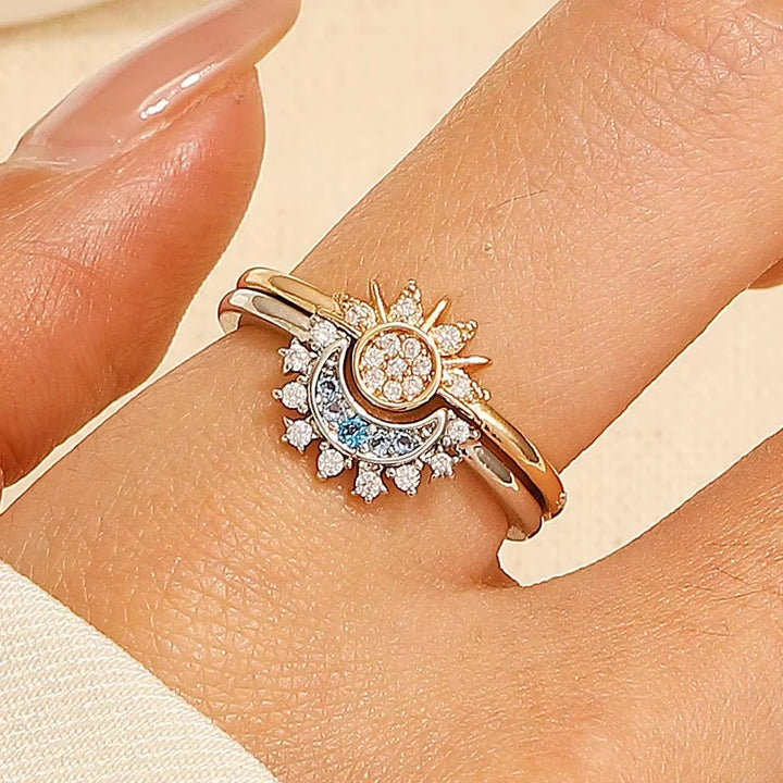 Celestial Harmony Sun & Moon Ring Set