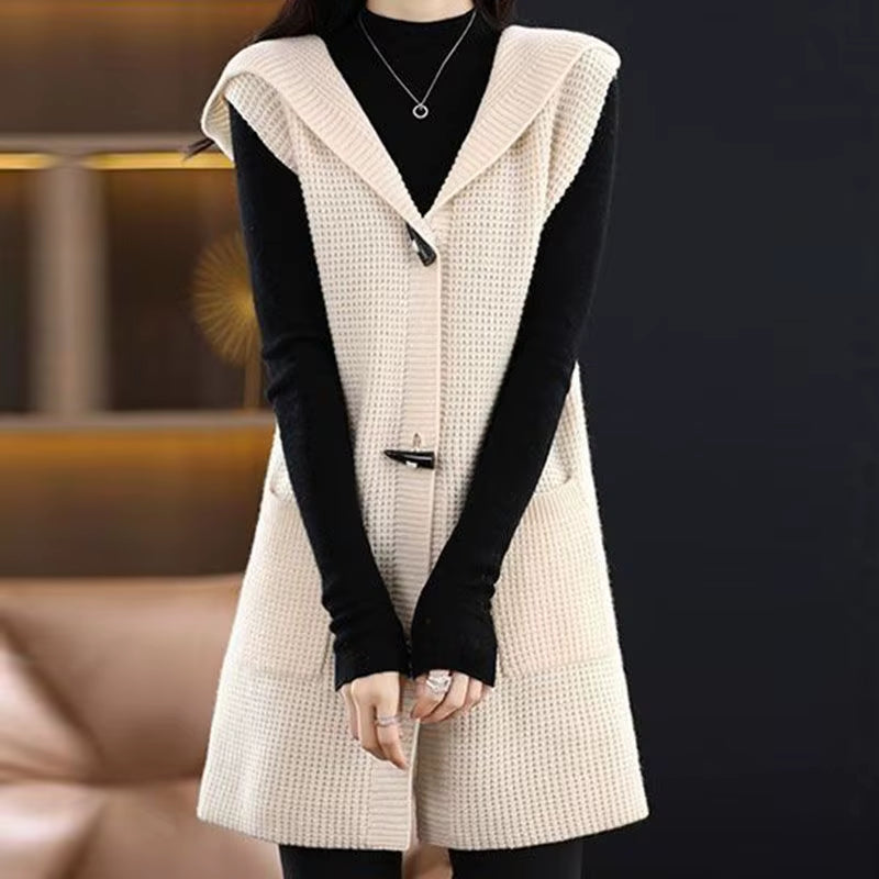 Waffle-Knit Hooded Vest