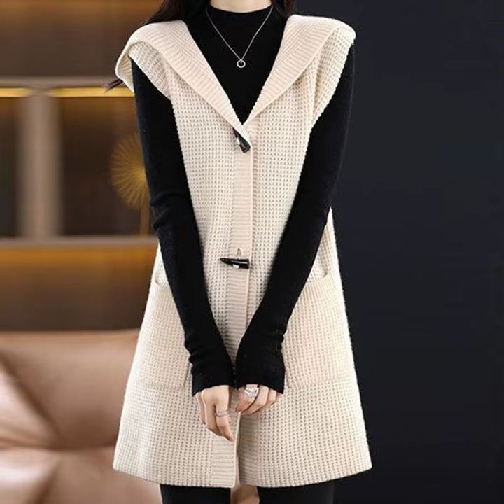 Waffle-Knit Hooded Vest